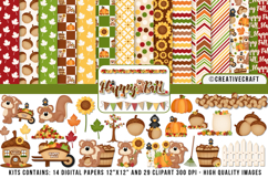 Autumn Fall Digital Paper and Clipart png, autumn clipart Product Image 1