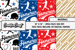Baseball Sport Digital Paper, baseball graphic illustrations Product Image 1