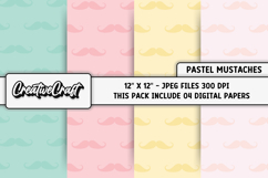 Pastel Colors Mustaches Digital Papers, mustaches background Product Image 1