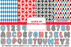 Alice in Wonderland Digital Papers, Alice doodle letters Product Image 1