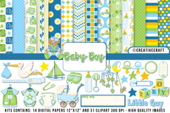Baby Boy Digital Paper and Clipart png, baby illustration Product Image 1