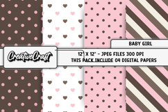 Baby Girl Digital Papers, baby shower digital scrapbooking Product Image 1