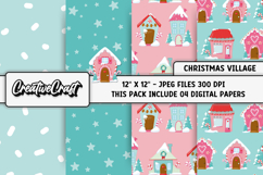 Christmas Village Digital Paper, christmas illustrations Product Image 1