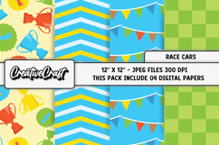 Race Cars Digital Papers, racing cars backgrounds designs Product Image 1