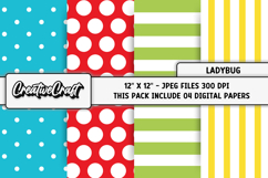 Ladybug Digital Paper, ladybug scrapbook backgrounds designs Product Image 1