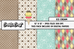 Ice Cream Digital Papers, summer digital scrapbook designs Product Image 1