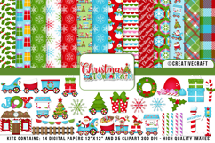 Christmas Digital Paper and Clipart png, illustration Product Image 1