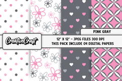 Pink Gray Digital Papers, pink gray background illustrations Product Image 1
