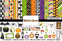 Halloween Digital Paper and Clipart png, halloween clipart Product Image 1