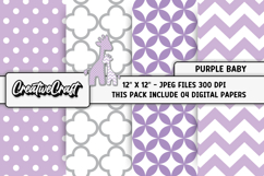 Purple Baby Digital Papers, baby backgrounds illustrations Product Image 1
