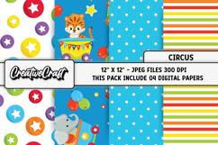 Circus Digital Paper, circus graphic, carnival illustration Product Image 1