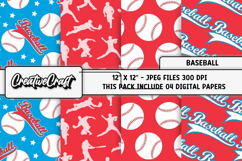 Baseball Sport Digital Papers, background designs, scrapbook Product Image 1