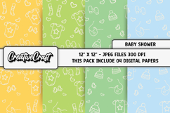 Baby Shower Digital Papers, baby shower backgrounds designs Product Image 1
