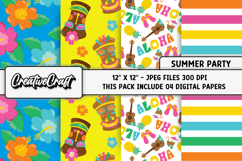 Summer Party Digital Papers, scrapbook backgrounds designs Product Image 1