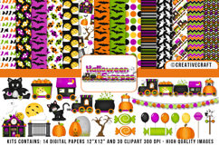Halloween Digital Paper and Clipart png, halloween clipart Product Image 1