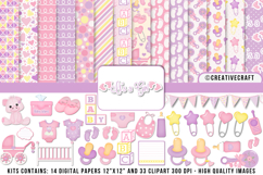 Baby Girl Digital Paper and Clipart png, baby illustration Product Image 1