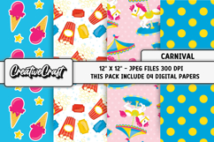 Circus Digital Paper, circus graphic, carnival illustration Product Image 1