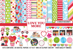 Valentine Day Digital Paper and Clipart png, illustration Product Image 1