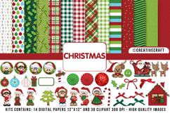 Christmas Digital Paper and Clipart png, illustration Product Image 1