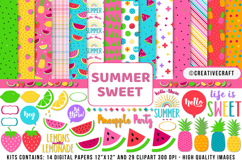 Summer Sweet Digital Paper and Clipart png, Summer clipart Product Image 1