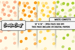 White Confetti Digital Paper, polka dot digital paper design Product Image 1