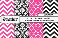 Black Pink Digital Papers, scrapbooking backgrounds designs Product Image 1