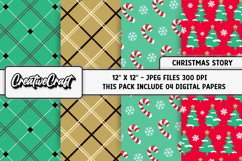 Christmas Digital Paper, christmas scrapbook illustrations Product Image 1