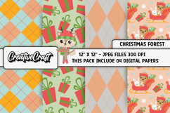 Christmas Forest Digital Paper, merry christmas illustration Product Image 1