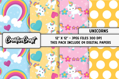 Unicorns Digital Papers, unicorns backgrounds designs Product Image 1