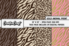 Gold Animal Print Digital Papers, animal skin backgrounds Product Image 1