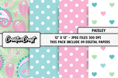 Paisley Digital Papers, pastel colors backgrounds designs Product Image 1