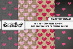 Valentine Day Vintage Digital Papers, backgrounds designs Product Image 1