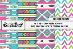 Summer Tribal Digital Paper, summer tribal digital scrapbook Product Image 1