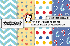 Christmas Penguins Digital Papers, scrapbooking designs Product Image 1