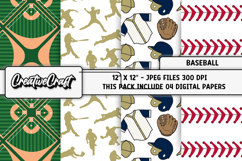 Baseball Sport Digital Paper, baseball graphic illustrations Product Image 1