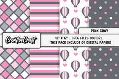 Pink Gray Digital Papers, pink gray background illustrations Product Image 1