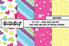 Unicorns Digital Papers, unicorns backgrounds designs Product Image 1