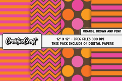 Orange Pink Digital Paper, orange pink digital scrapbook Product Image 1
