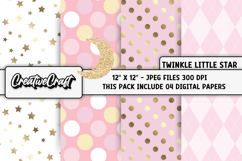 Twinkle Little Star Digital Paper, night illustration design Product Image 1