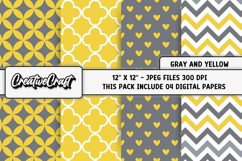 Gray Yellow Digital Papers, honeybee backgrounds designs Product Image 1