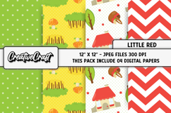 Little Red Digital Papers, scrapbooking backgrounds designs Product Image 1