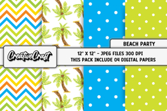 Beach Party Digital Paper, summer backgrounds illustrations Product Image 1