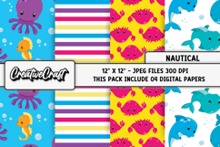 Nautical Digital Papers, scrapbooking backgrounds designs Product Image 1