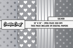 Silver Digital Papers, silver scrapbook, silver backgrounds Product Image 1