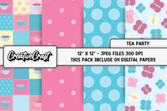 Tea Party Digital Papers, tea time backgrounds designs Product Image 1