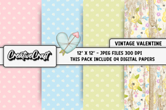 Vintage Valentine Digital Papers, vintage background designs Product Image 1