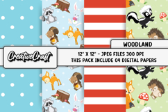 Woodland Digital Paper, fall autumn digital papers graphics Product Image 1