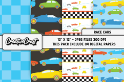 Race Cars Digital Papers, racing cars backgrounds designs Product Image 1
