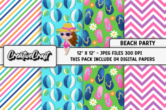 Beach Party Digital Paper, summer backgrounds illustrations Product Image 1