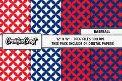 Baseball Sport Digital Paper, baseball graphic illustrations Product Image 1